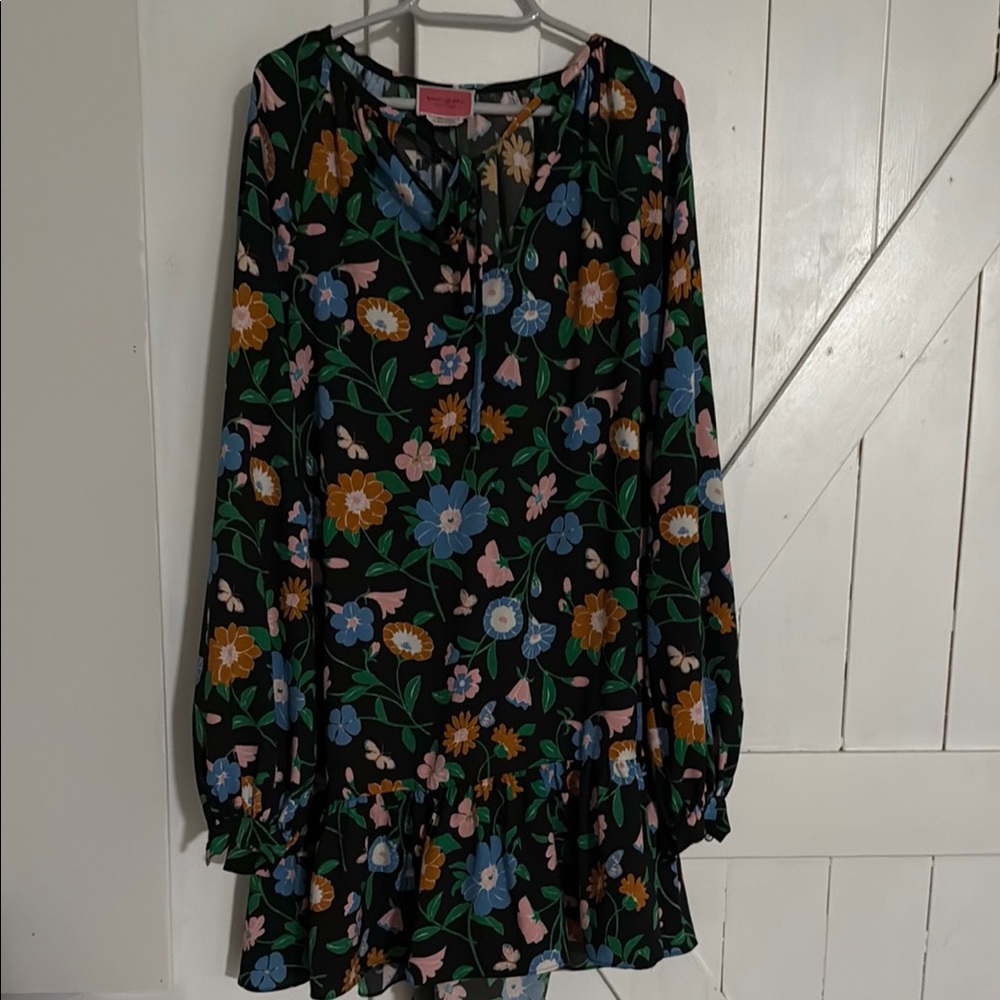 Kate Spade Floral Black Dress L